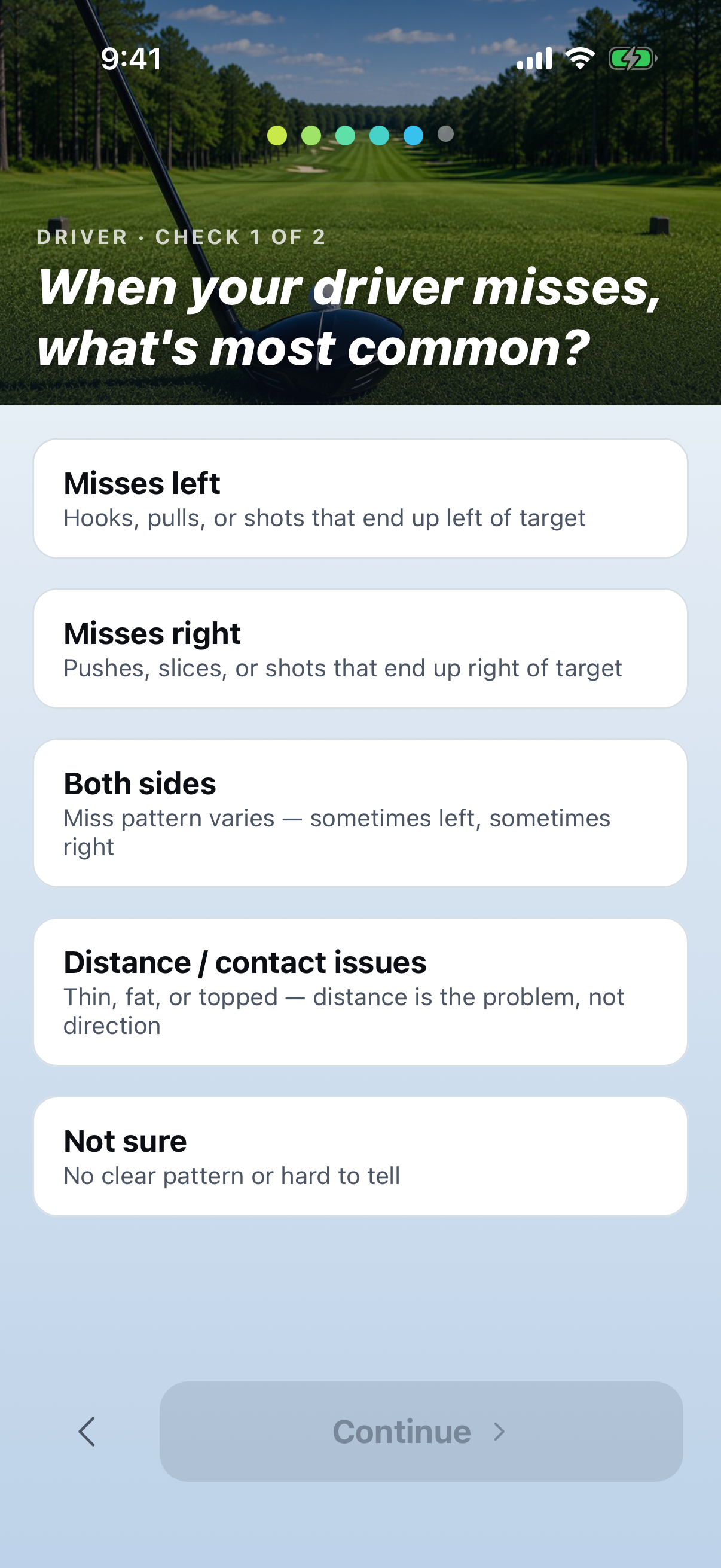 Diagnostic check — when your driver misses, what's most common?